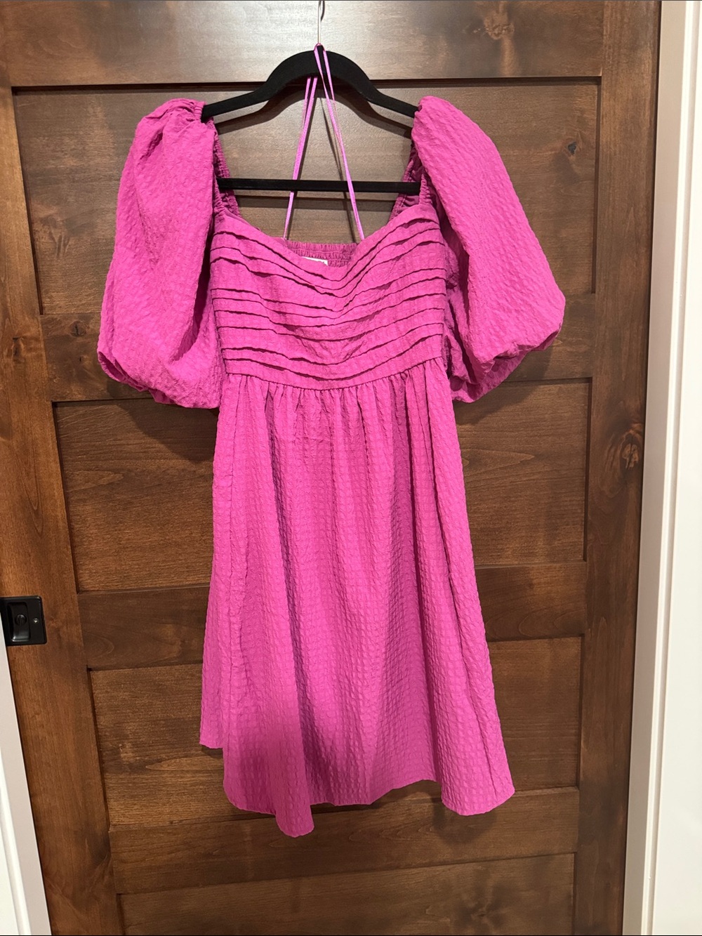 Abercrombie & Fitch Hot Pink Puff Sleeve Mini Dress